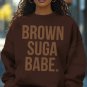 Women's Brown Suga Babe Print Cotton Long Sleeve T-Shirt Thin Sweatshirt