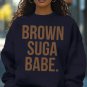 Women's Brown Suga Babe Print Cotton Long Sleeve T-Shirt Thin Sweatshirt