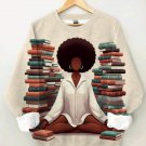 Women's Black Girl Loves Reading Print Casual Sweatshirt