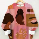 Women's Fashion Black Women Colorblock Print Casual Sweatshirt