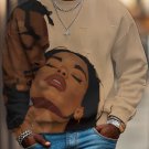 Men's Black Couple Man Kiss Woman Valentine's Day Oil Painting Print Casual Sweatshirt