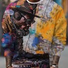 Men's Black Man DJ Oil Painting Print Casual Sweatshirt