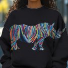 Women's Africa Animal Nature Abstract Art Colorful Rhino Graphic Print Casual Sweatshirt