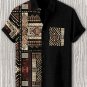 Men's African Traditional Pattern Art Print Linen Blend Shirt