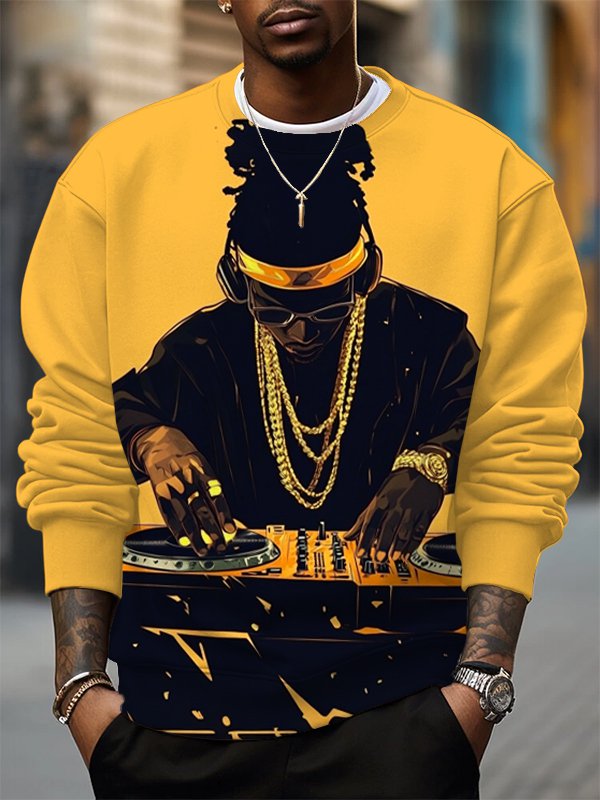 Men's Hip Hop Boy DJ Print Print Casual Sweatshirt