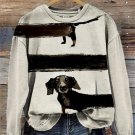 Women's Funny Lovely Dachshund Painting Comfy Sweatshirt