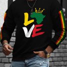 Men's Love African Map Striped Print Juneteenth Sweatshirt