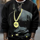 Men's Retro Hip Hop Rapper Silhouette Art Print Casual Sweatshirt