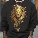 Men's Lion Graphic Golden Art Print Casual Sweatshirt