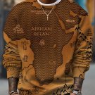 Men's Vintage Africa Map Art Print Casual Sweatshirt