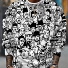 Men's Hip Hop Rapper Cartoon Art Print Casual Sweatshirt