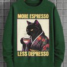 Men's More Espresso Less Depresso Kimono Cat Japanese Art Print Casual Sweatshirt
