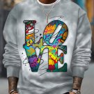 Men's Love Watercolor Art Painting Print Casual Sweatshirt