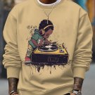 Men's Retro The Little Black Boy Is The DJ Print Casual Sweatshirt