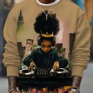 Men's Black Queen DJ Girl Music Lover Art Print Casual Sweatshirt