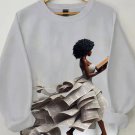 Women's Reading Lover Black Woman Print Casual Sweatshirt