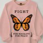 Women's Fight For Equality For Peace Butterfly Print Cotton Long Sleeve T-Shirt Thin Sweatshirt