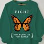 Women's Fight For Equality For Peace Butterfly Print Cotton Long Sleeve T-Shirt Thin Sweatshirt