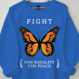 Women's Fight For Equality For Peace Butterfly Print Cotton Long Sleeve T-Shirt Thin Sweatshirt