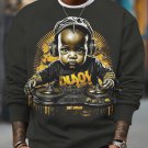 Men's Black Baby DJ Art Print Casual Sweatshirt