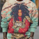 Men's Black Anime Ninja Japanese Art Print Casual Sweatshirt