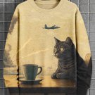Men's Cat Drink Coffee Away From War Art Print Casual Sweatshirt