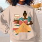 Women's Girl Reading Print Cotton Long Sleeve T-Shirt Thin Sweatshirt