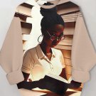 Women's Reading Enthusiast Art Print Casual Sweatshirt
