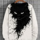Men's Black Cat Mystery Art Print Casual Sweatshirt
