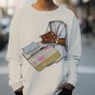 Women's Reading Lover Art Print Cotton Long Sleeve T-Shirt Thin Sweatshirt