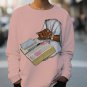 Women's Reading Lover Art Print Cotton Long Sleeve T-Shirt Thin Sweatshirt