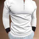 Men's Casual Solid Color Raglan Sleeve Zipper Slim Shirt