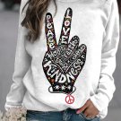 Women's Peace Love Hope Faith Joy Kindness Print Cotton Long Sleeve T-Shirt Thin Sweatshirt
