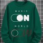 Men's Music On World Off Print Cotton Long Sleeve T-Shirt Thin Sweatshirt