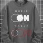 Men's Music On World Off Print Cotton Long Sleeve T-Shirt Thin Sweatshirt