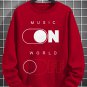 Men's Music On World Off Print Cotton Long Sleeve T-Shirt Thin Sweatshirt