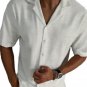 Men's Solid Color Lapel Collar Casual Short Sleeve Shirt