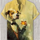 Men's Gentleman Dog Drinking Whiskey Art Print Casual Shirt