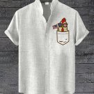 Men's July 4th American Chick Print Linen Blend Shirt