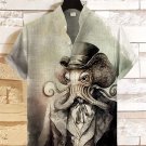 Men's Fantasy Octopus Gentleman Art Print Linen Blend Shirt