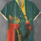 Men's Funny Cat Taking Photos Of Black Hole UFO Art Print Shirt