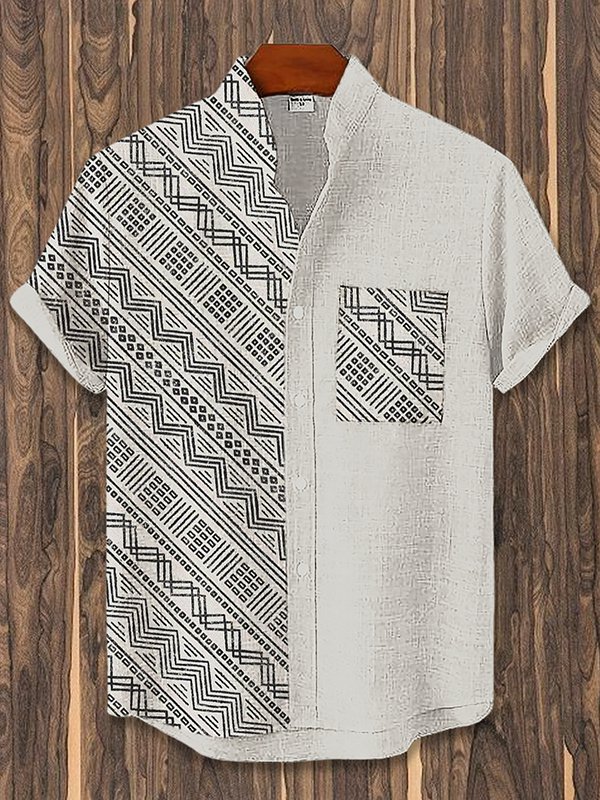 Men's African Ethnic Pattern Art Print Casual Shirt