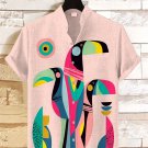 Men's Abstract Tropical Toucan Print Linen Blend Shirt