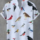 Men's Vintage Bird Collector Embroidery Print Linen Blend Shirt