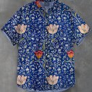 Men's Washed Indian Folk Flower Tannin Print Linen Blend Shirt