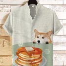 Men's Corgi Pancakes Art Print Linen Blend Shirt