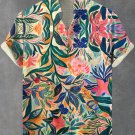 Men's Boho Plant Flower Fauvism Art Print Linen Blend Shirt