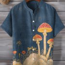 Men's Vintage Boho Mushroom Denim Texture Shirt