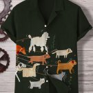 Men's Dogs Sitter Print Linen Blend Shirt