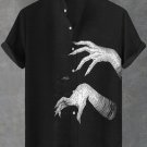 Men's The Hands Of The Devil Print Linen Blend Shirt